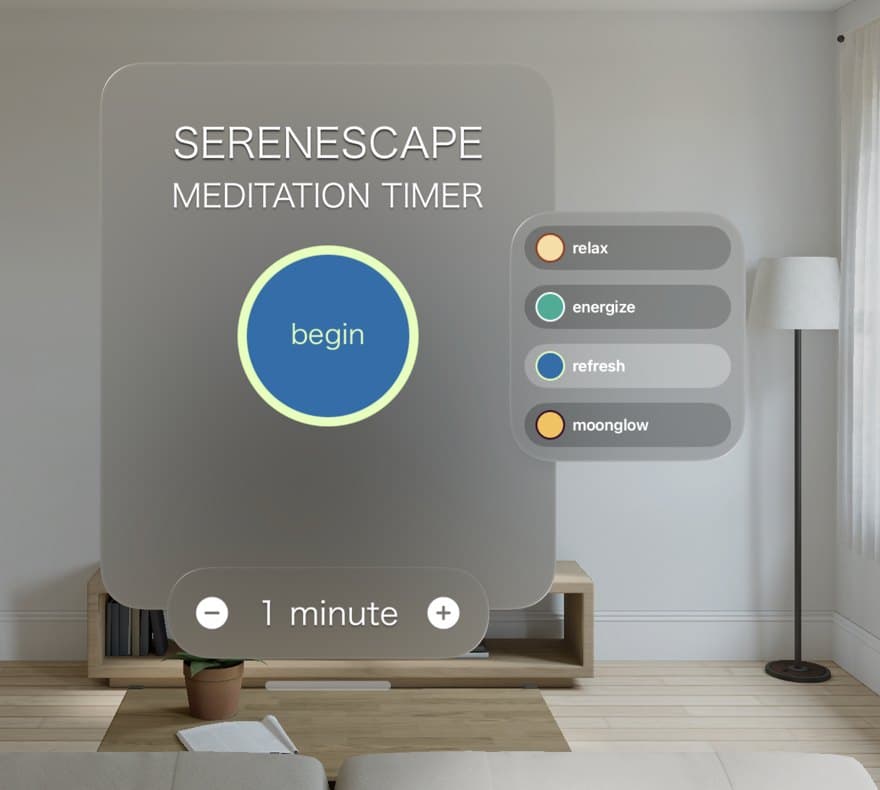 The same floating window with the refresh theme selected, the begin button now blue ringed in pale yellow.